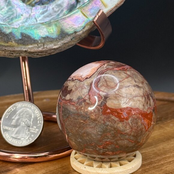 Money Agate Sphere Crystal Polished Crazy Lace Agate 138.91g 47.8mm - Picture 2 of 9